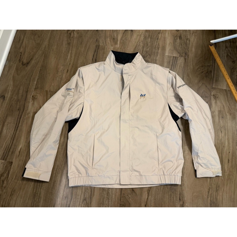 FootJoy DryJoys Beige Jacket Windbreaker Men's XL Vent Full Zip Pockets Golf